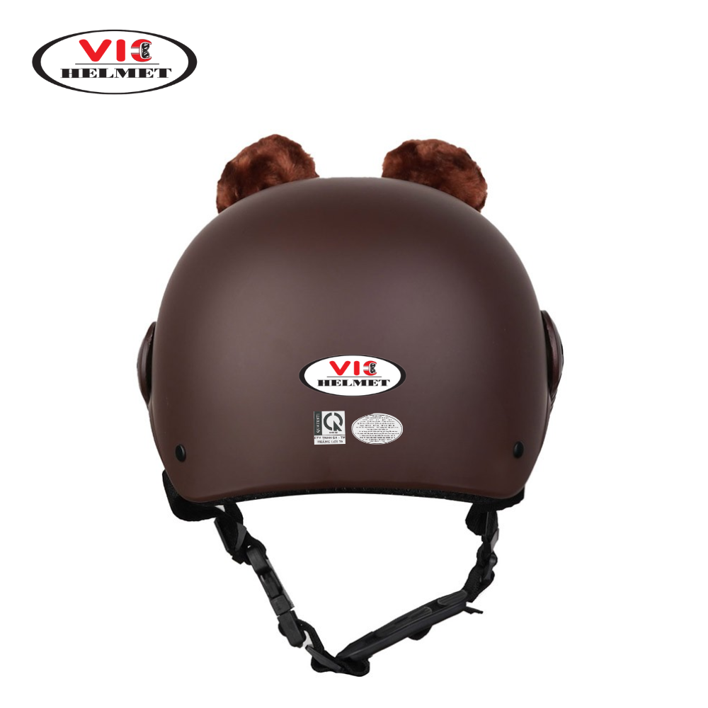 Mũ bảo hiểm trẻ em hình gấu nâu có kính