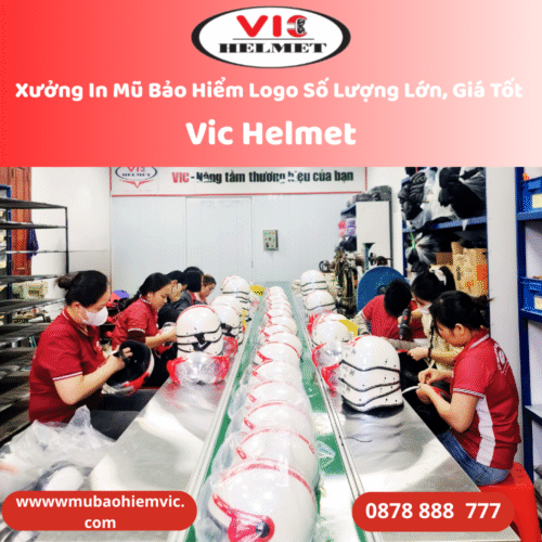 Xưởng sản xuất mũ bảo hiểm in logo