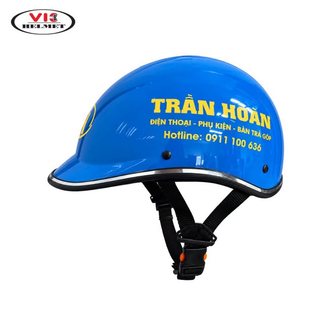 Mẫu mũ bảo hiểm thực tế, màu xanh dương nhìn nghiêng