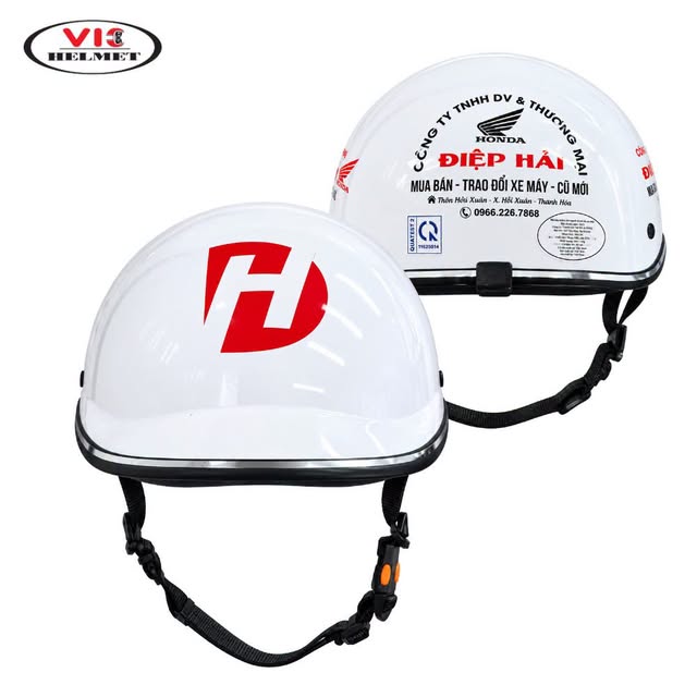 Mẫu mũ bảo hiểm thực tế, màu trắng đỏ